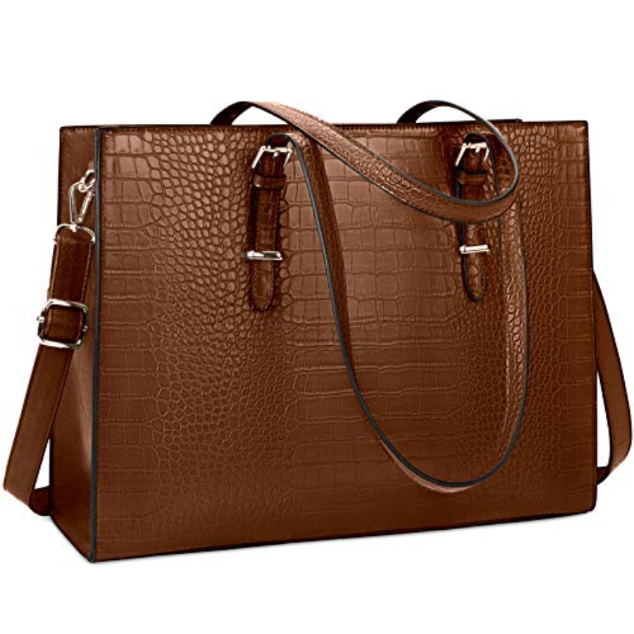 Leather Work Laptop Bag - Laptop Bag for Women 15.6 Inch