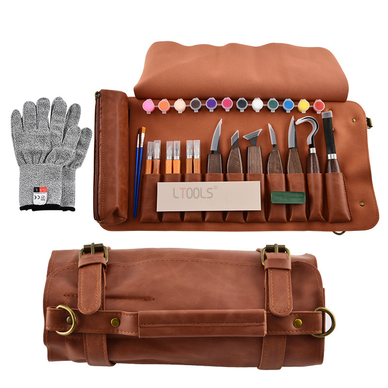 Leatherwork Beginner Tools - Wood Carving Kit Deluxe Handmade Whittling
