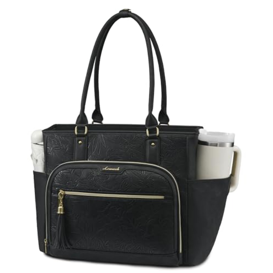 Leather Work Laptop Bag - Laptop Tote Bag for Women With