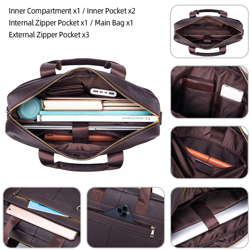 Men's Vintage Genuine Leather  – Leather Work Laptop Bag Bewertung und Preis