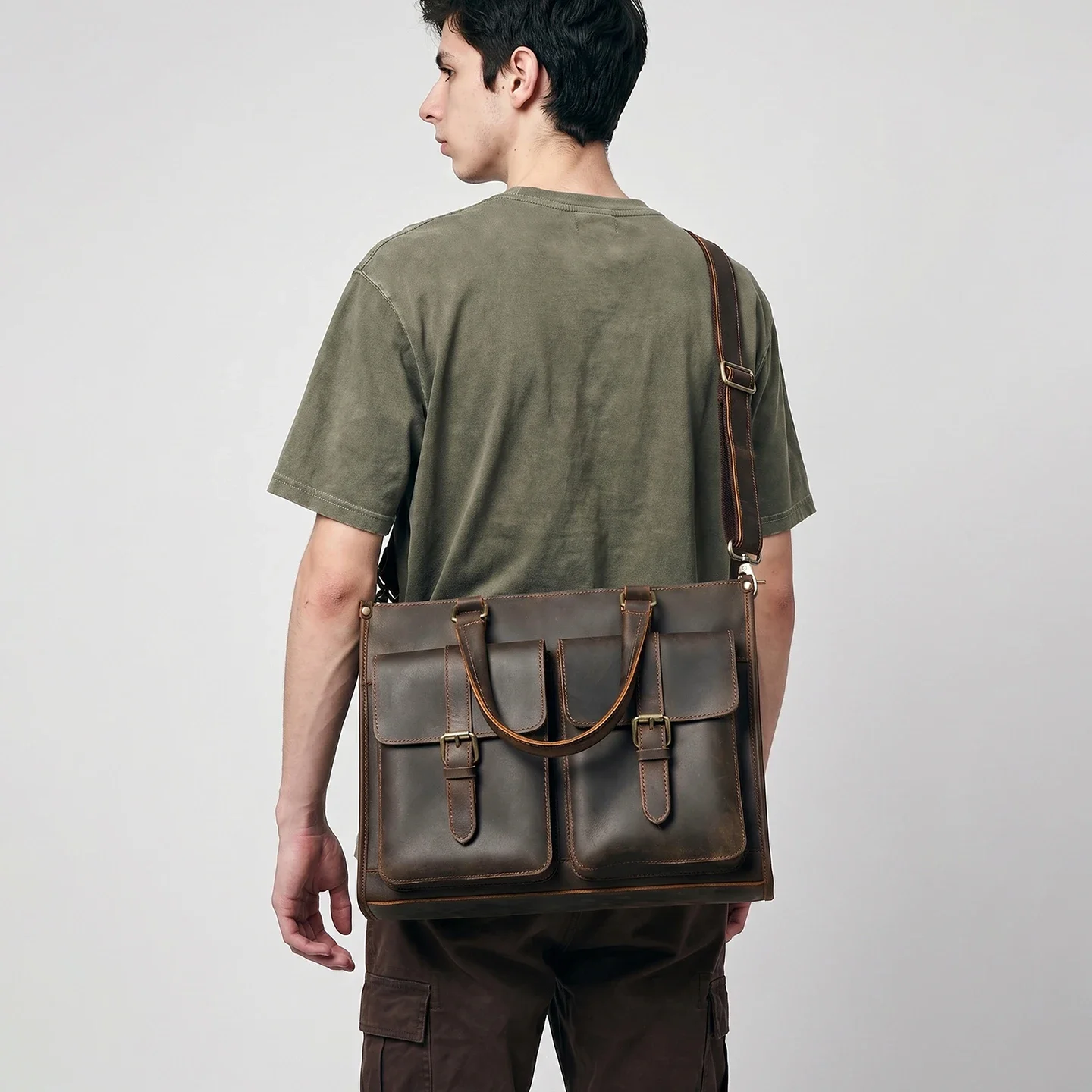 Vintage Genuine Leather Men Cr – Leather Work Laptop Bag Bewertung und Preis