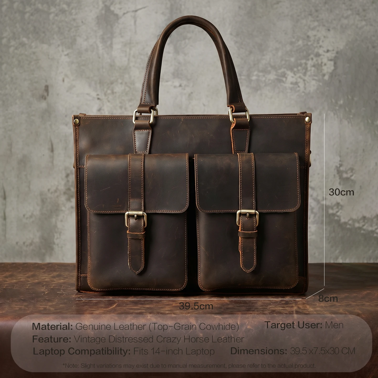 Vintage Genuine Leather Men Cr – Leather Work Laptop Bag Bewertung und Preis