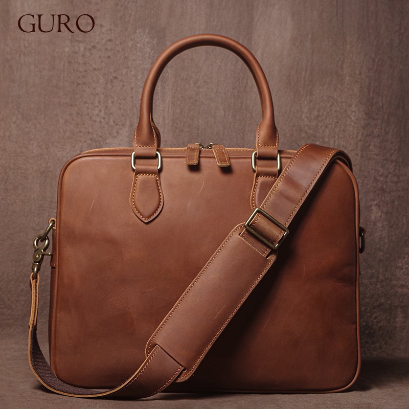 GURO Men Crazy Horse Cowhide B – Leather Work Laptop Bag Bewertung und Preis