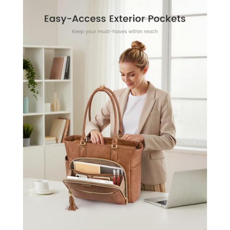 Laptop Tote Bag for Women With – Leather Work Laptop Bag Bewertung und Preis